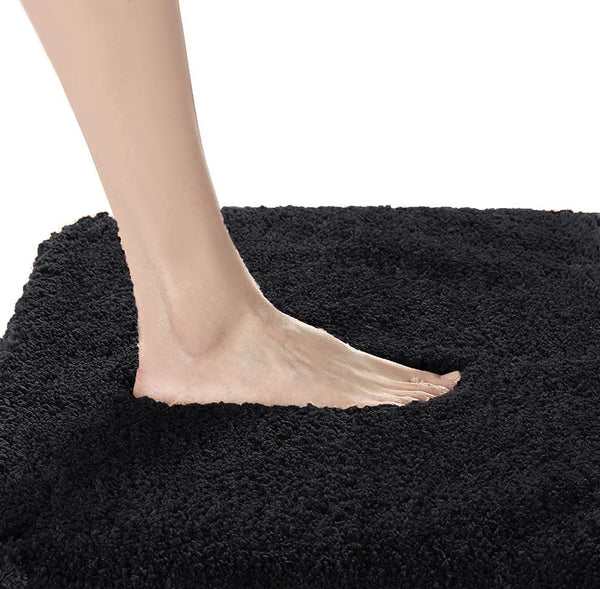 Large 2 Piece Light Grey Microfiber Soft Thick Plush Bath Mat Set