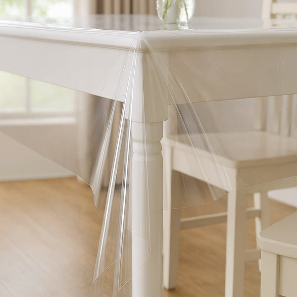 Premium Clear Plastic Vinyl Table Cover Tablecloth Protector - Sold Folded
