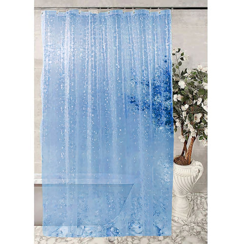 Blue Transparent Stone Pebble PEVA Shower Curtain Liner Waterproof