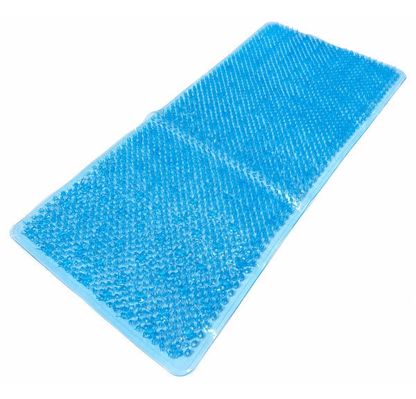 Blue Transparent Non-Slip Shower Tub Mat PVC Bathtub Safety Mat with Suction Cups & Soft Massage Loofah Surface - 35"x16"