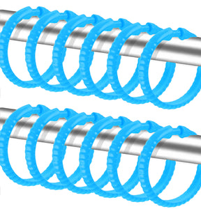 Blue 12 Piece Premium Plastic Shower Curtain Hooks Rings Round 2.25" Inches