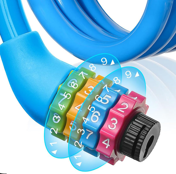 4-Digit Anti-Theft Blue Extra Tough Steel Cable Combination Lock - 23.5" Long