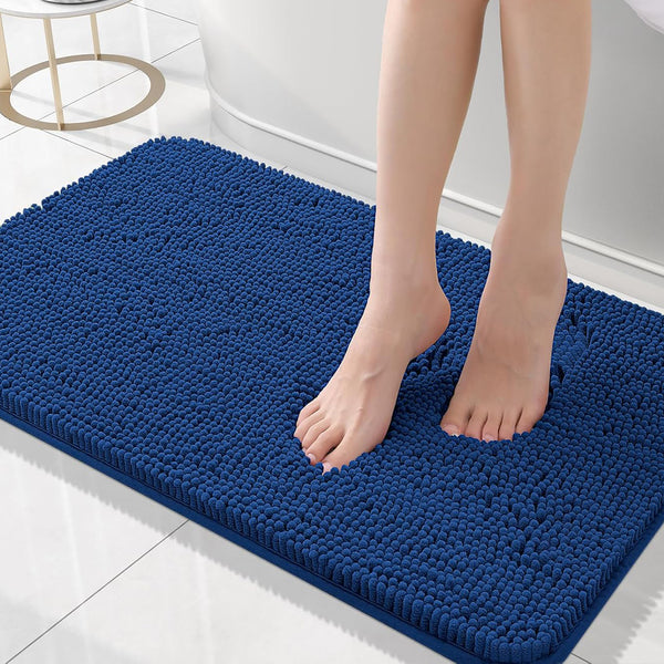 36"x24" - Blue Large Soft Cozy Plush Chenille Bath Mat Bathroom Rug