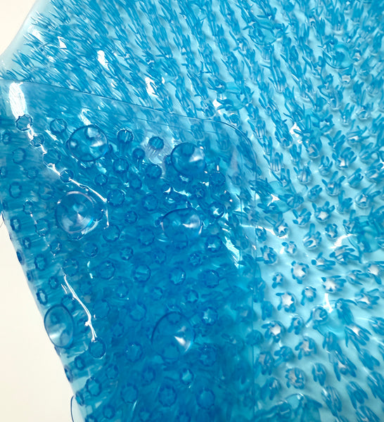 Blue Transparent Non-Slip Shower Tub Mat PVC Bathtub Safety Mat with Suction Cups & Soft Massage Loofah Surface - 35"x16"