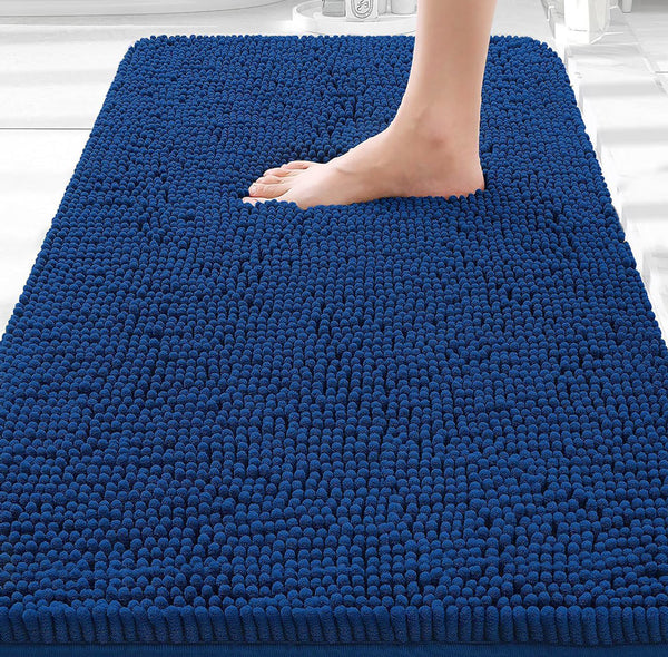 30"x20" - Blue Soft Cozy Plush Chenille Bath Mat Bathroom Rug