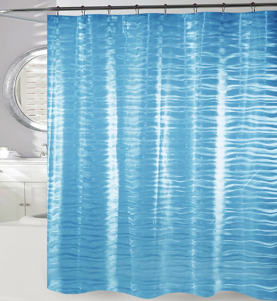 70" x 72" PEVA Blue 3D Waves Shower Curtain Liner Waterproof