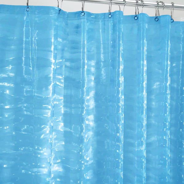 70" x 72" PEVA Blue 3D Waves Shower Curtain Liner Waterproof