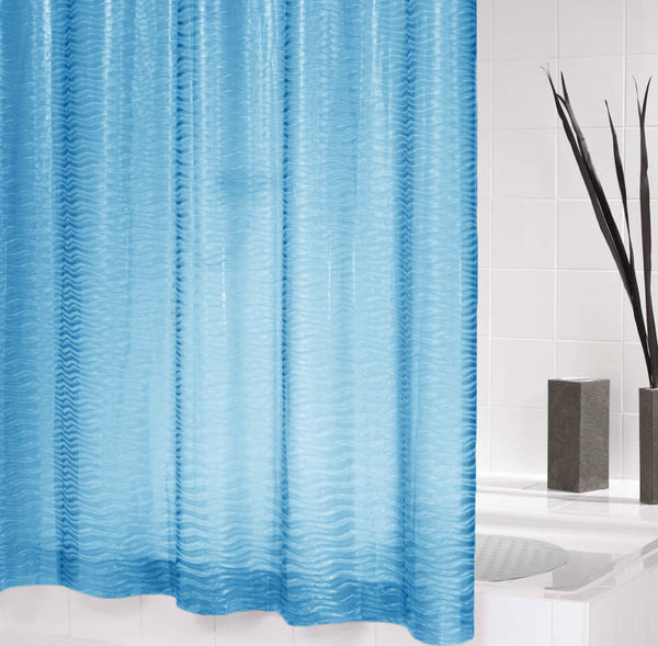 70" x 72" PEVA Blue 3D Waves Shower Curtain Liner Waterproof