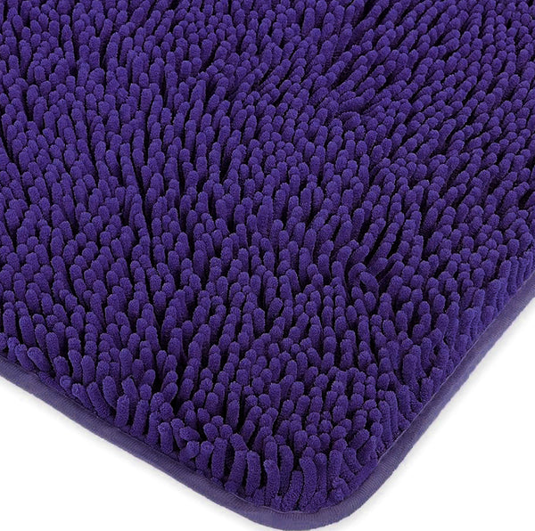 2 Piece Set Blue Purple Soft Cozy Plush Chenille Bath Mat Bathroom Rug