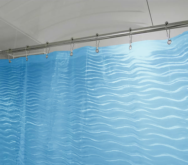 70" x 72" PEVA Blue 3D Waves Shower Curtain Liner Waterproof