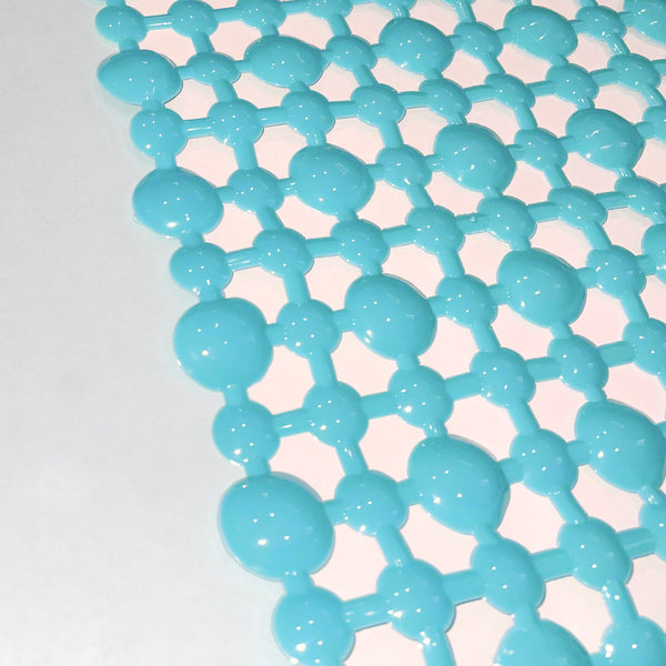 Light Blue Vinyl Non-Slip Bathtub Shower Mat With Suction Cups -27" x15"