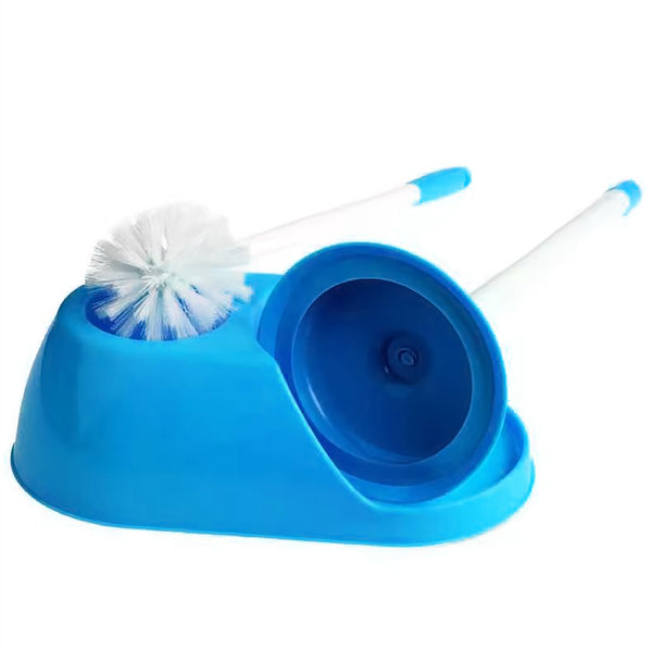 2-in-1 Blue Heavy Duty Toilet Bowl Brush & Plunger Set