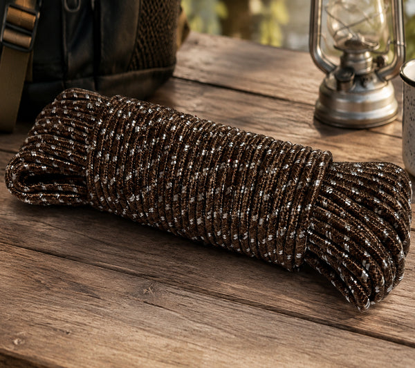 98.5 Feet - Brown Braided Utility Rope for Camping, Outdoor & Household Use