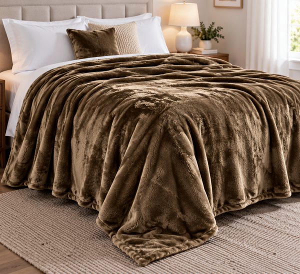 Solid Brown Ultra Plush Fleece Ultra Soft Warm Cozy Bed Blanket