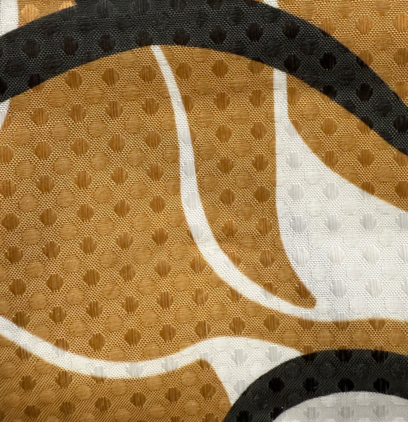 72" x 72" - Brown Floral Fabric Textured Glam luxury Shower Curtain With 12 Metal Roller Ball Hooks