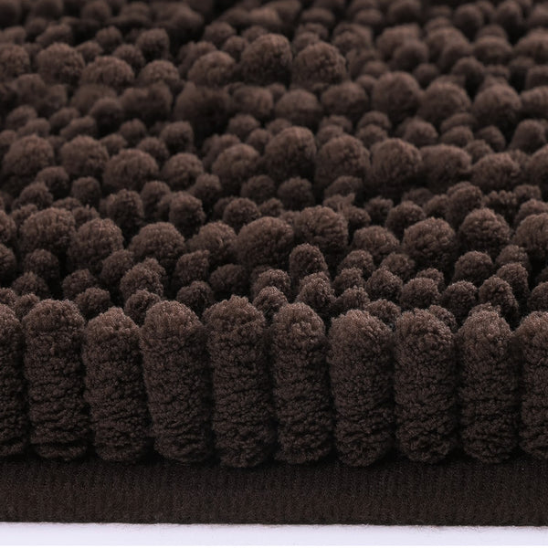 3 Piece Set Brown Soft Cozy Plush Chenille Bath Mat Highly Absorbent Bathroom Rug