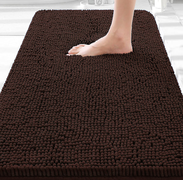36"x24" - Brown Large Soft Cozy Plush Chenille Bath Mat Bathroom Rug