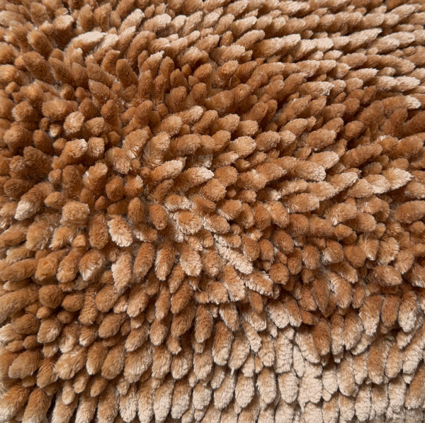 Beige Light Brown Plush Thick Chenille Bath Mat with Floral Shower Curtain & Hooks - 15 Piece Set