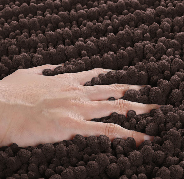 24"x16" - Brown Soft Cozy Plush Chenille Bath Mat Bathroom Rug