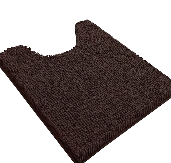 Brown Soft Cozy Plush Chenille Contour Bath Mat Bathroom Rug