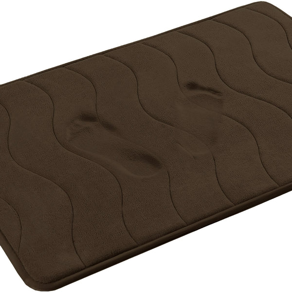 3 Piece Brown Ultra Soft Thick Memory Foam Non-Slip Absorbent Bathroom Bath Mat Set