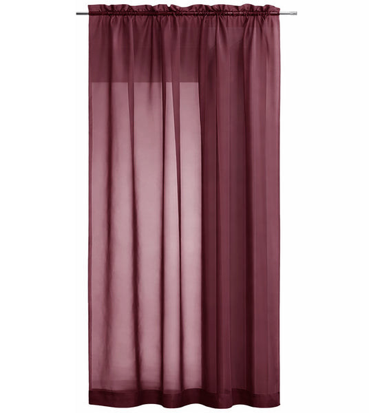 1 Piece Burgundy Sheer Rod Pocket Window Curtain Panel - 90" Inches Long