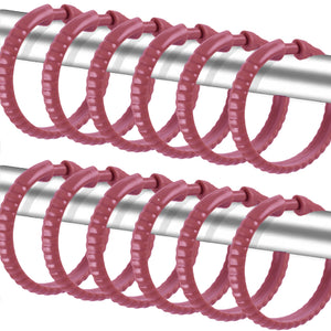 Burgundy 12 Piece Premium Plastic Shower Curtain Hooks Rings Round 2.25" Inches