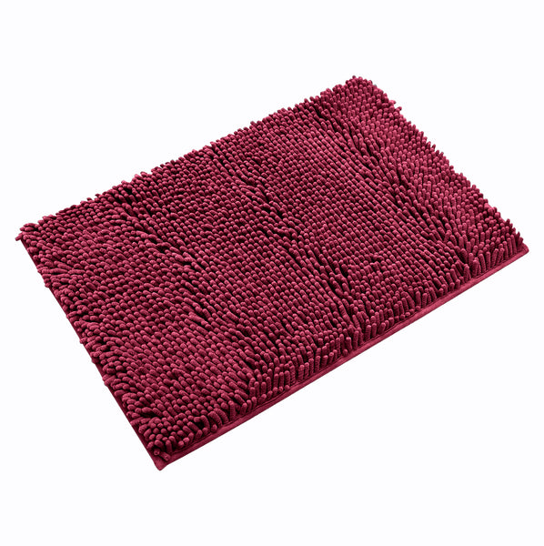 2 Piece Set Burgundy Soft Cozy Plush Chenille Bath Mat Bathroom Rug & Toilet Seat Cover