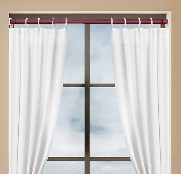 Burgundy Adjustable Spring Tension Curtain Rod Heavy Duty Anti-slip 42-72" Inches