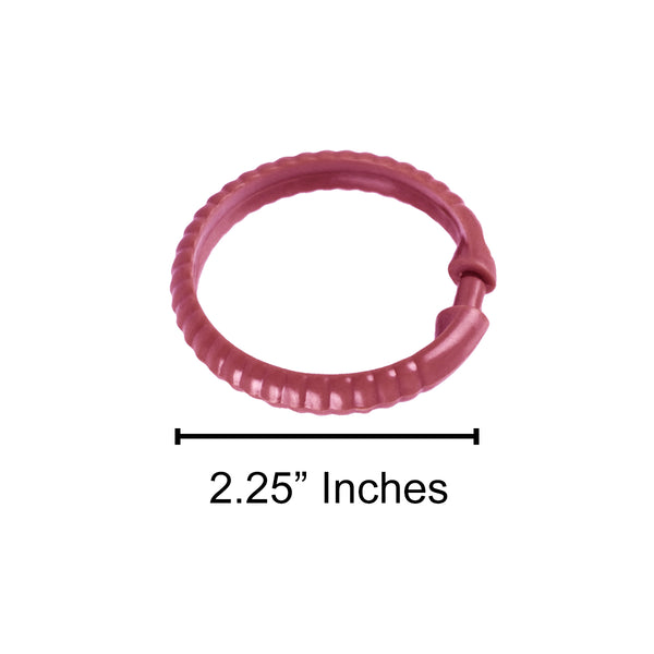 Burgundy 12 Piece Premium Plastic Shower Curtain Hooks Rings Round 2.25" Inches