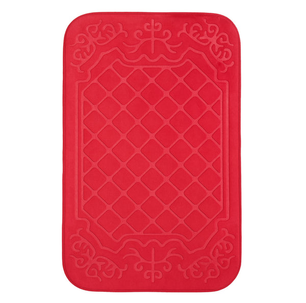 3 Piece Red Ultra Soft Thick Memory Foam Non-Slip Absorbent Bathroom Bath Mat Set