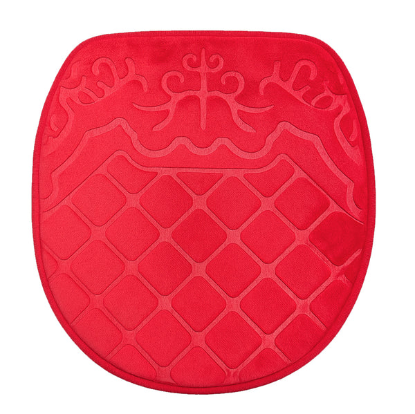 3 Piece Red Ultra Soft Thick Memory Foam Non-Slip Absorbent Bathroom Bath Mat Set