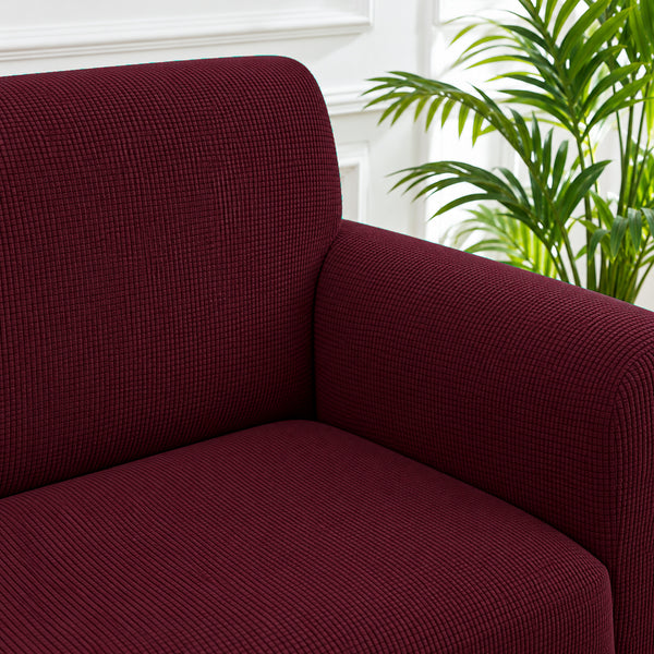 2-Piece Set Burgundy Slipcover Sofa & Loveseat Cover Protector 4-Way Stretch Elastic