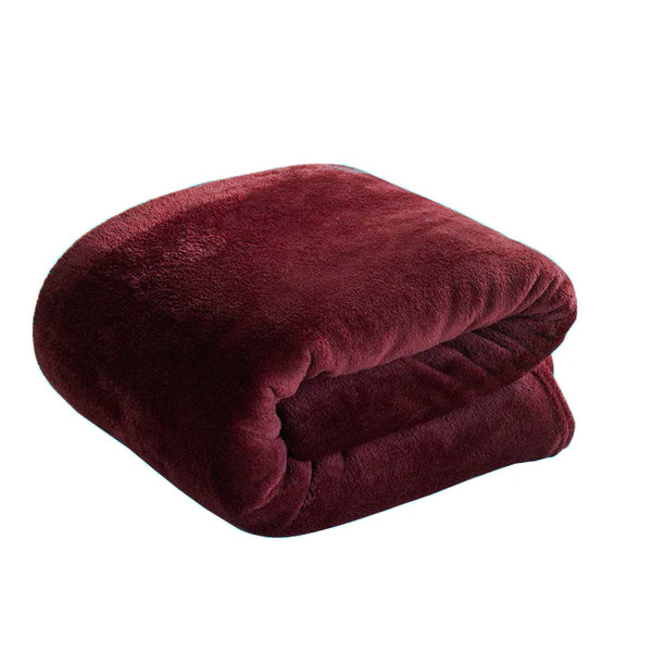 Burgundy Super Soft Warm Flannel Fleece Plush Microfiber Bed Throw Blanket