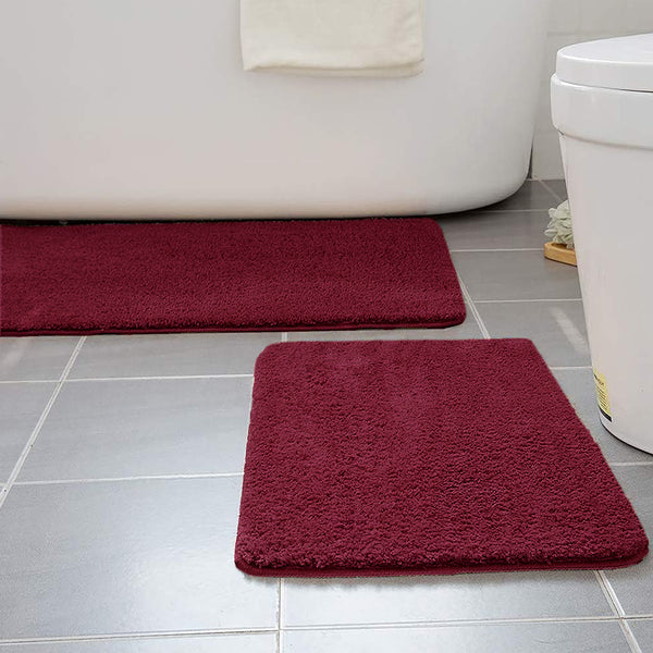 Large 2 Piece Light Grey Microfiber Soft Thick Plush Bath Mat Set