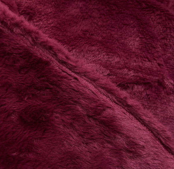 King Size Burgundy Ultra Soft Plush Fluffy Luxury Cozy Warm Fuzzy Faux Rabbit Fur Bed Blanket