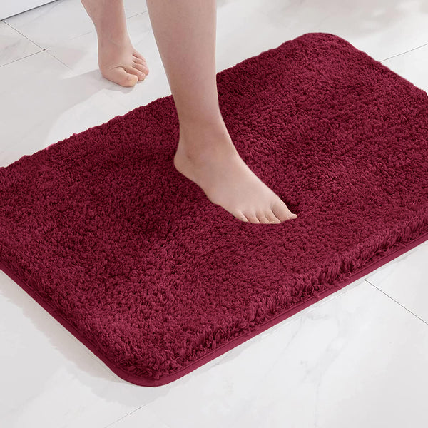 Large 2 Piece Light Grey Microfiber Soft Thick Plush Bath Mat Set