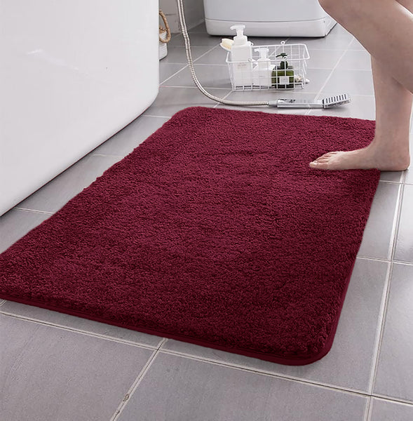 Large 2 Piece Light Grey Microfiber Soft Thick Plush Bath Mat Set