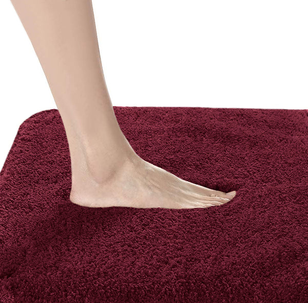 Large 2 Piece Light Grey Microfiber Soft Thick Plush Bath Mat Set