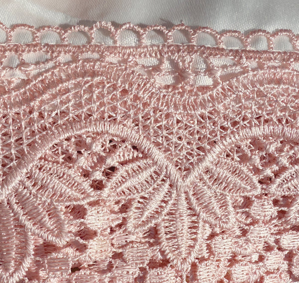 White Pink Bitterly Embroidery Kitchen Curtain 3PC Set Swag & Tiers Set