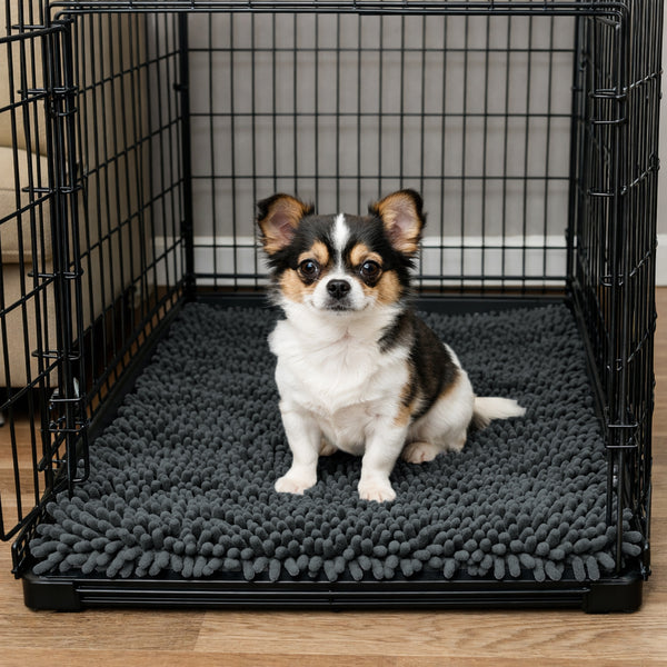 30"x20" - Charcoal Grey  Dog Door Mat Non-Slip Super Absorbent Quick Dry Chenille Microfiber Washable Pet Rug for Muddy Paws