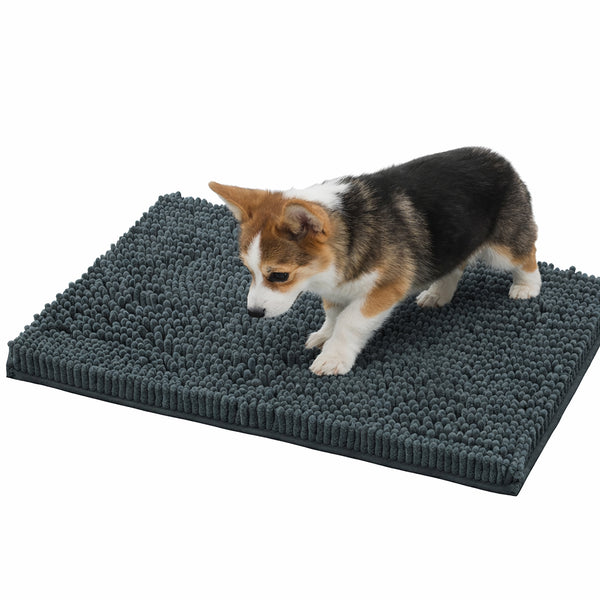 30"x20" - Charcoal Grey  Dog Door Mat Non-Slip Super Absorbent Quick Dry Chenille Microfiber Washable Pet Rug for Muddy Paws