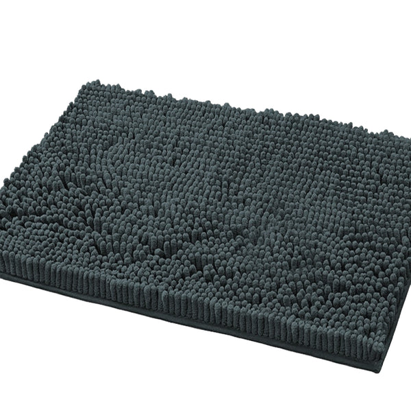 24"x16" - Charcoal Grey Large Soft Cozy Plush Chenille Bath Mat Bathroom Rug