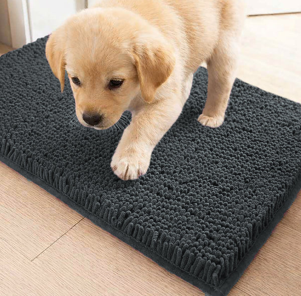 30"x20" - Charcoal Grey  Dog Door Mat Non-Slip Super Absorbent Quick Dry Chenille Microfiber Washable Pet Rug for Muddy Paws