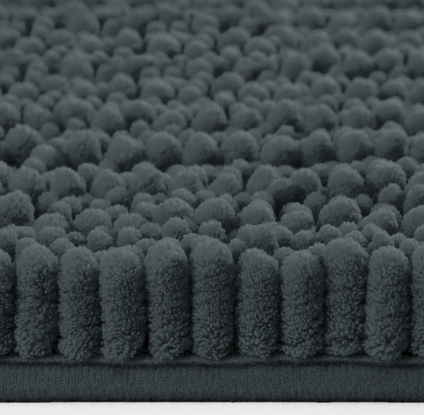 2 Piece Set Charcoal Soft Cozy Plush Chenille Bath Mat Bathroom Rug