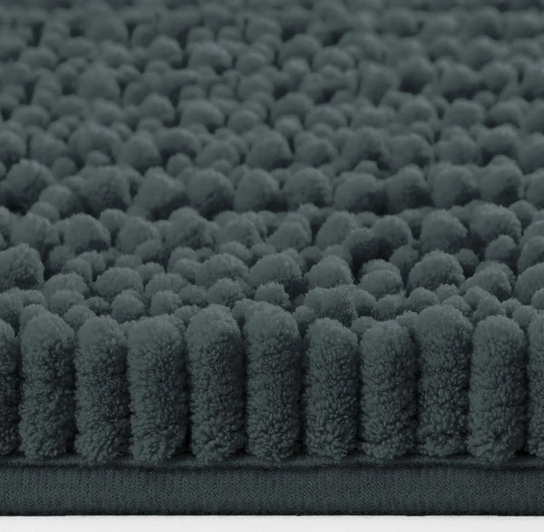 Extra Large 2 Piece Set Charcoal Grey Soft Cozy Plush Chenille Bath Mat Bathroom Rug