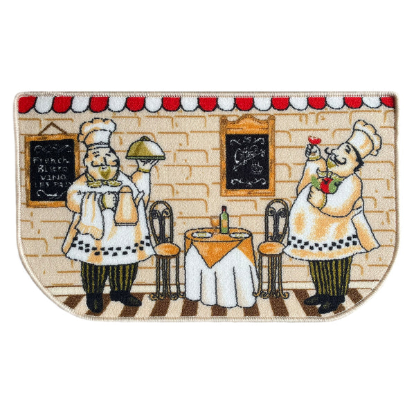 Beige Chef Washable Kitchen Mat With Non-Slip Backing - 30"x18"
