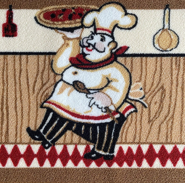 Chef Beige Washable Kitchen Mat With Non-Slip Backing - 24"x17"