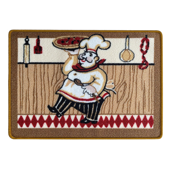 Chef Beige Washable Kitchen Mat With Non-Slip Backing - 24"x17"