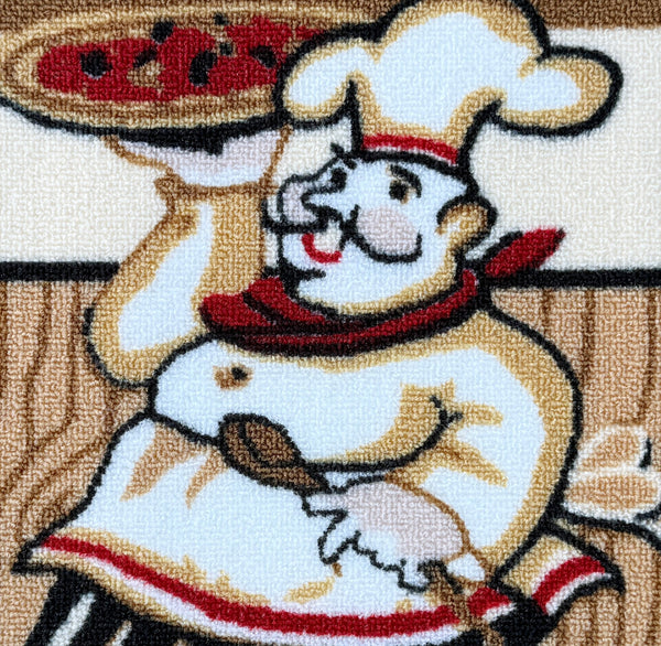 Beige Chef Washable Kitchen Mat With Non-Slip Backing - 30"x18"